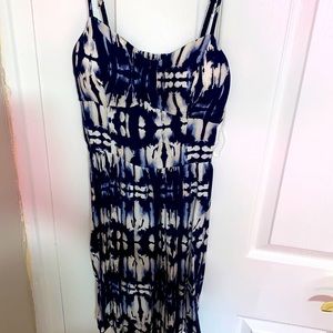 Blue and white medium length Sumer dress